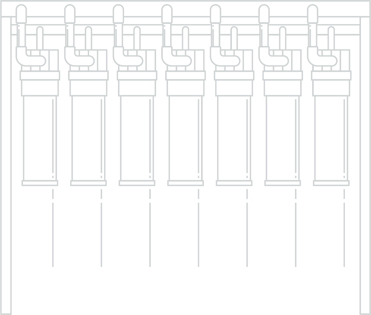 Reverse-osmosis membrane rack, technical line illustration